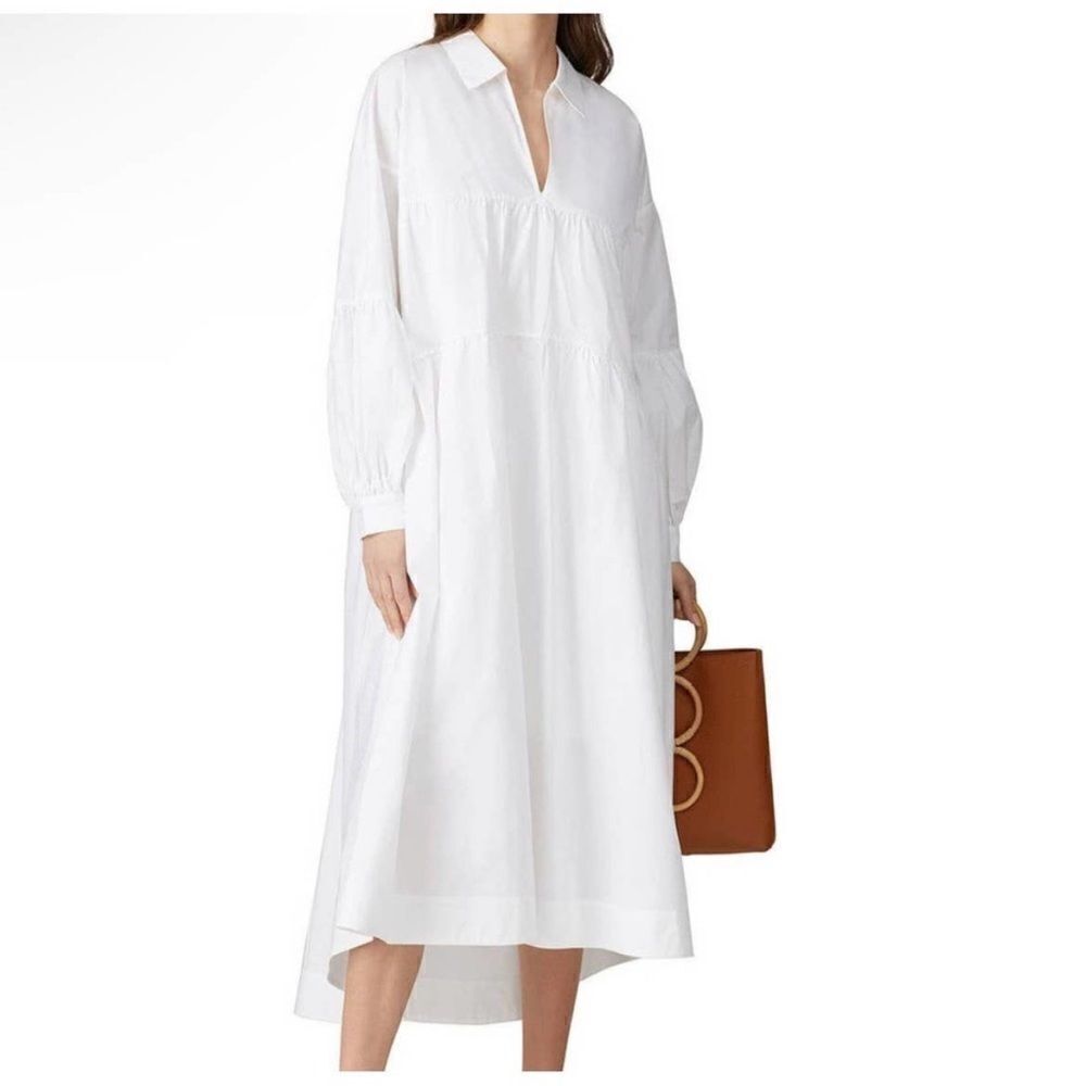 Just Female White Brandy Maxi Dress Long Sleeve SZ S